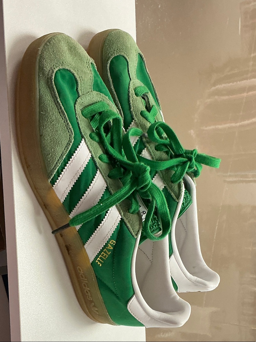 adidas Green and White Suede & Nylon Sneakers
